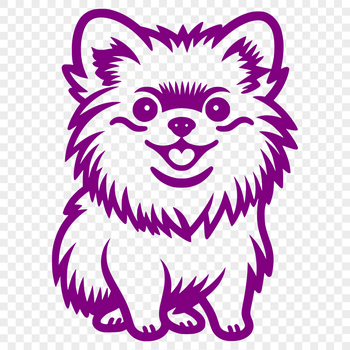A full-body illustration of a Pomeranian sitting comfortably on its haunches.