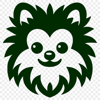A small breed dog, the Pomeranian's head is depicted in vector format.