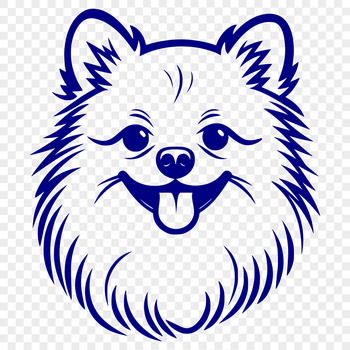 A vector illustration of a small Pomeranian dog's head.