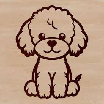 A simple line drawing of a sitting poodle.