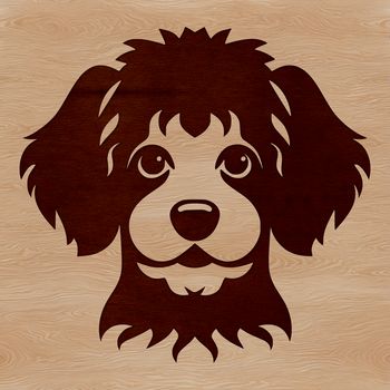 A stylized illustration of a Poodle's head with intricate details, suitable for vector design.