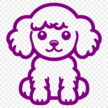A simple line drawing of a full-body poodle sitting.