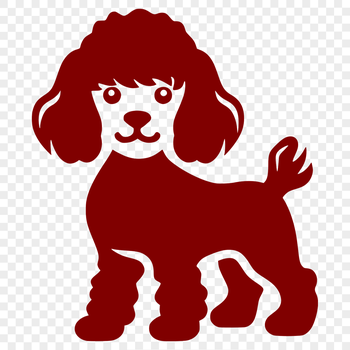 A full-body illustration of a standing poodle in vector art style.