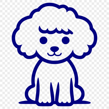 A simple line drawing of a sitting poodle with a full body view, suitable for vector design.