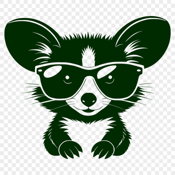 A cartoon possum with sunglasses created as a scalable vector graphic (SVG).