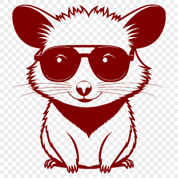 A vector illustration of an opossum wearing sunglasses in a casual outdoor setting.