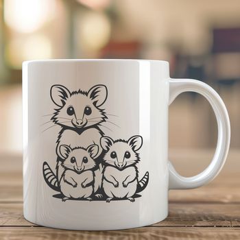 A detailed illustration of a wild animal, specifically a possum, suitable for vector design and cutting machine projects.