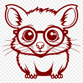 A small wild animal, a possum, is depicted wearing glasses in this vector design.