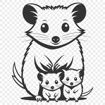A detailed illustration of a possum, a wild animal from the family Dasyuridae.