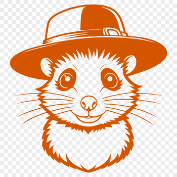 A vector illustration of a possum wearing a hat.