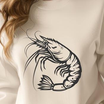 A detailed illustration of a shrimp from a full body perspective.