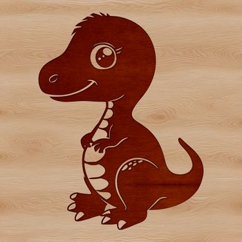 A cartoon-style illustration of a baby Tyrannosaurus Rex, a prehistoric dinosaur from the Cretaceous period.
