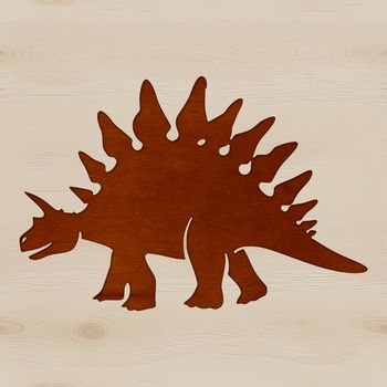 A prehistoric stegosaurus dinosaur with scaly body and rowed plates on its back.