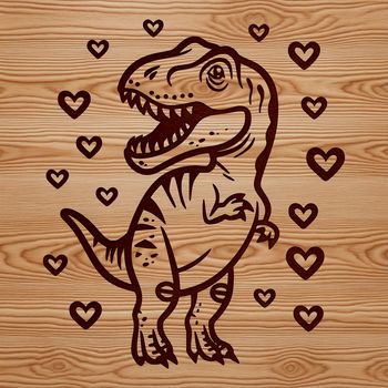 A prehistoric dinosaur with love hearts, depicted in vector art.