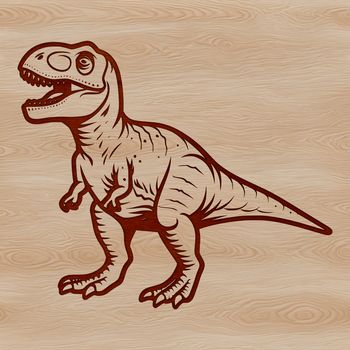 A realistic illustration of a T-Rex in a prehistoric environment.