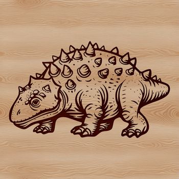 A prehistoric ankylosaurus dinosaur with armored plates, depicted in a detailed vector illustration.