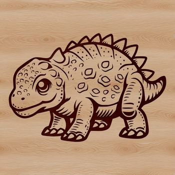 A prehistoric ankylosaurus dinosaur figure, suitable for vector design and cutting machine use.