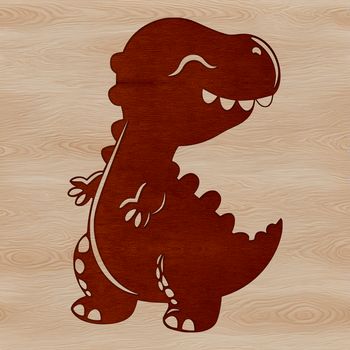 A small, cartoon-style Tyrannosaurus Rex dinosaur with a friendly expression.