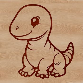 A simple line drawing of a baby prehistoric dinosaur, suitable for clip art and vector design.