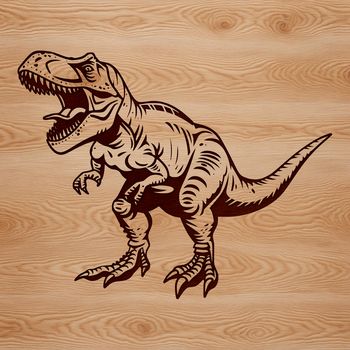A prehistoric dinosaur, the Tyrannosaurus Rex, illustrated in vector design style.