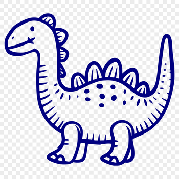 A detailed illustration of a prehistoric dinosaur in its entirety.