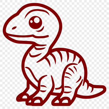 A simple line drawing of a full-body prehistoric dino illustration.