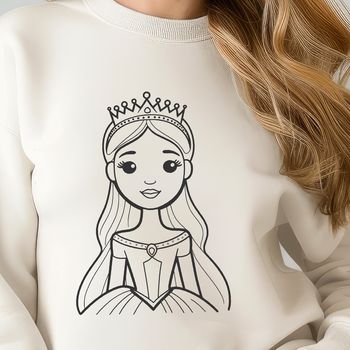 A digital illustration of a young female princess in a regal gown, suitable for vector art and design.