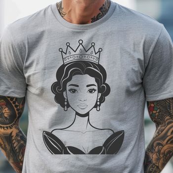 A regal female figure in a fairy tale setting, suitable as a vector design element.