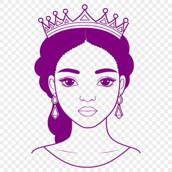 A simple, vector graphic design featuring a princess character with regal accessories.