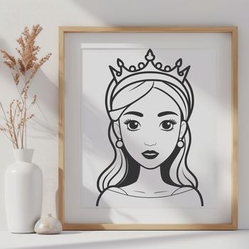 A young female princess with a regal expression, suitable for clip art and vector design projects.