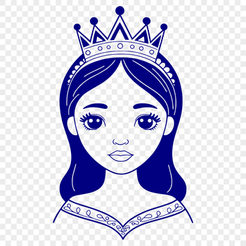 A young female princess standing in a regal pose, depicted as a vector design illustration.
