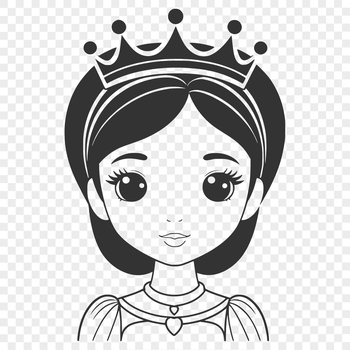 Illustrative representation of a young female character in royal attire.