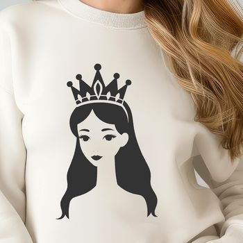 A royalty-inspired illustration of a young girl in a tiara.