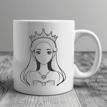 Illustration of a young female princess in traditional attire.