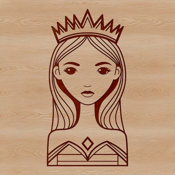 Female royalty character in a princess dress, suitable for vector art and digital cutting.
