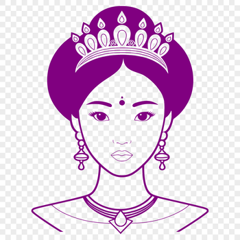 A digital illustration of a young female princess in a formal gown.