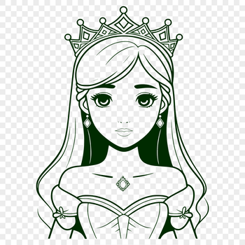 A digital illustration of a young female princess in a traditional gown, suitable for vector art and design projects.