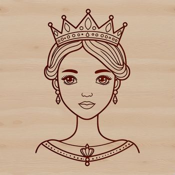 A digital illustration of a young princess in a royal gown, suitable for use as vector art.