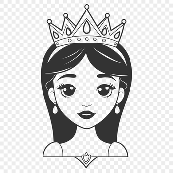 A young female character in a royal setting, suitable for digital editing and cutting machine applications.