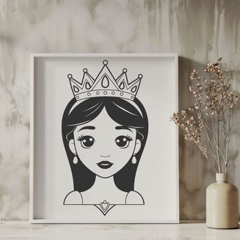 Illustration of a young female princess in a royal setting, designed as vector art for digital use.