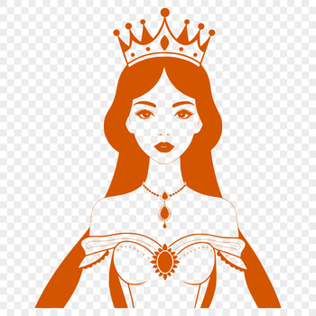 A female character in royal attire, suitable for vector design projects.