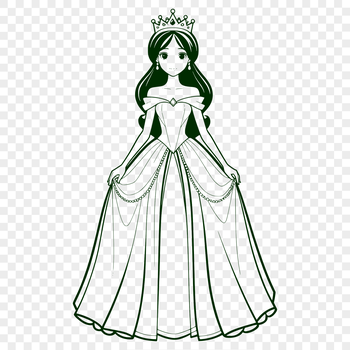 Female royal figure depicted in a regal pose, suitable as vector art for graphic design projects.