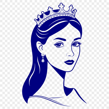 A digital illustration of a female character in royal attire.