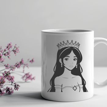 Illustration of a princess girl with detailed graphics suitable for cutting machines and design software.