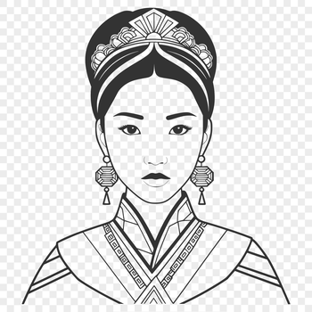 A young female figure dressed in royal attire, suitable for vector design and clip art applications.