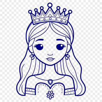 A young girl dressed as a princess in a medieval-inspired outfit, suitable for clip art and vector design.