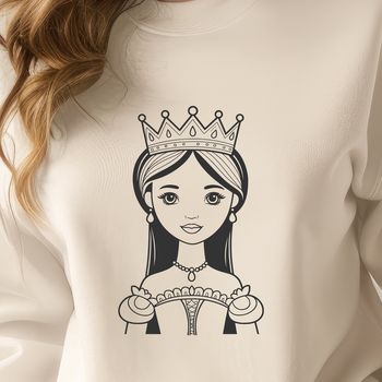 A colorful illustration of a young female princess in medieval attire.