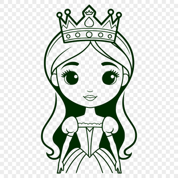 An SVG vector art image of a princess character suitable for crafting or design projects.
