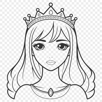 A young female character dressed as a princess, suitable for vector art projects.