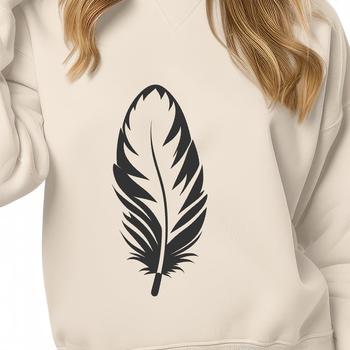 A stylized illustration of a feather, created using vector graphics.